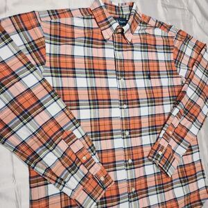 Ralph Lauren Shirt Mens L Tartan Plaid Oxford Cloth Button Down Fall Party Disco
